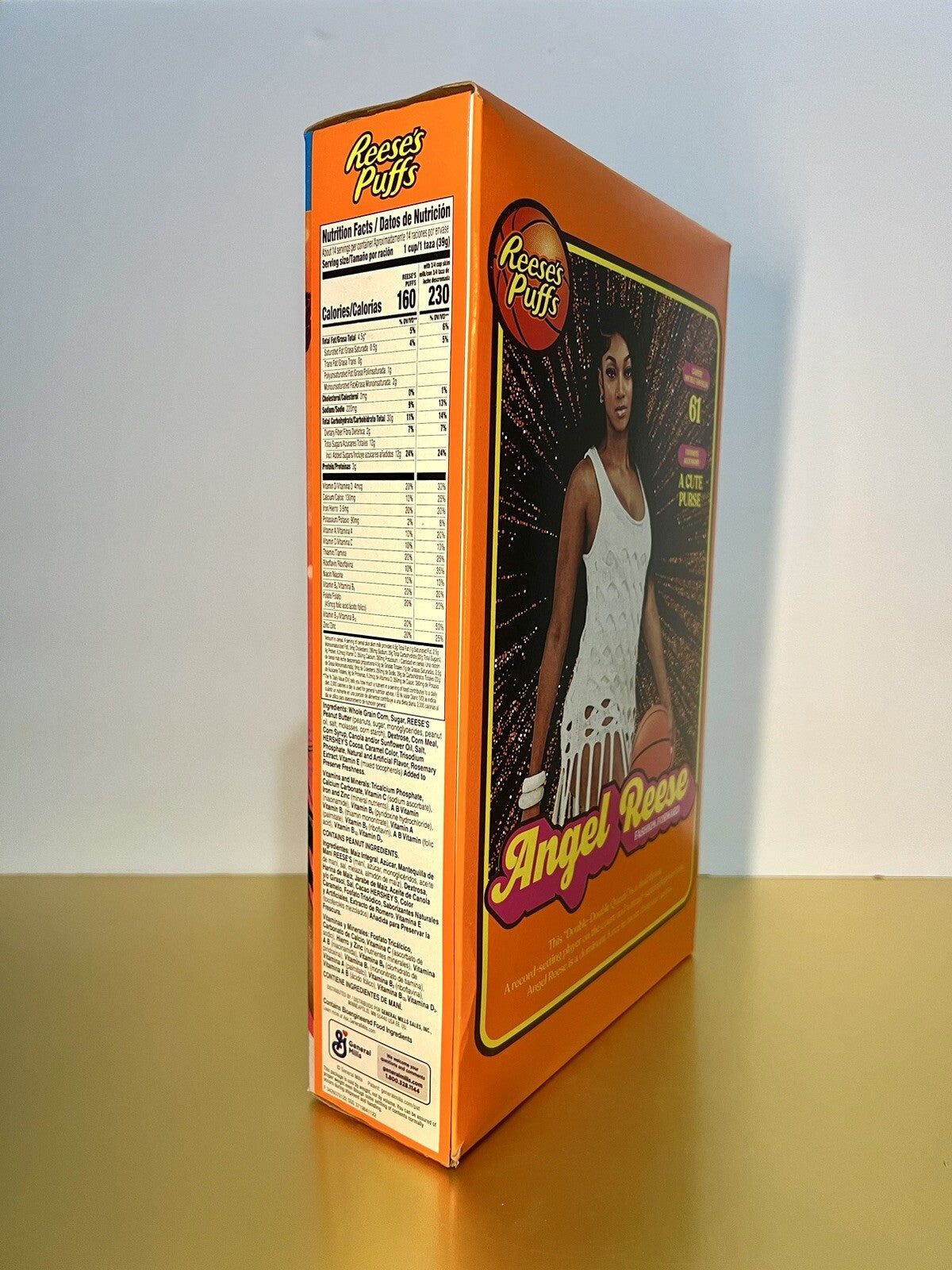 〽️New Limited Edition Reeses Puffs WNBA Angel Reese Cute Purse 61 Cereal 19.7oz