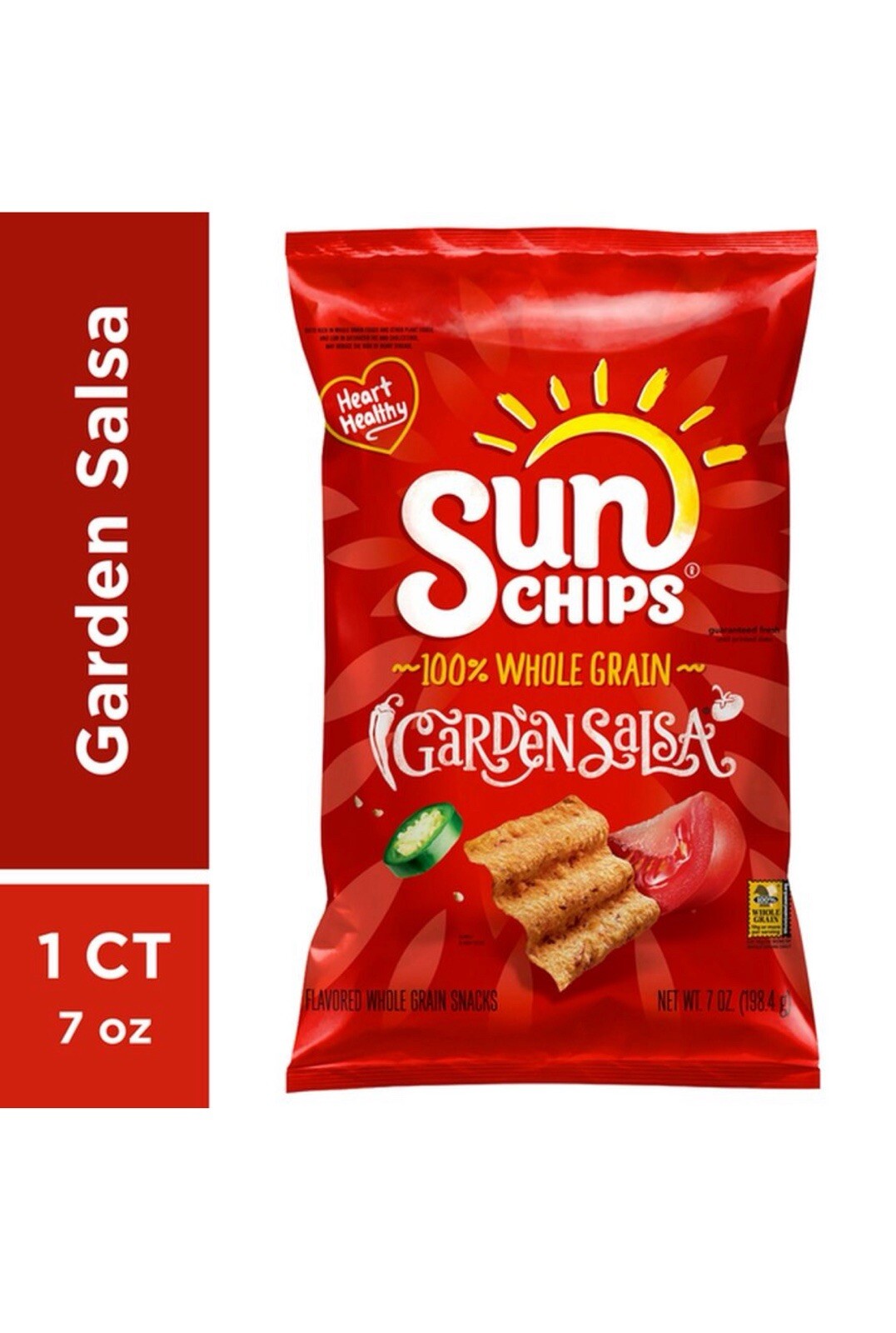 〽️New Sun Chips Garden Salsa Tomato Green Pepper Whole Grain Healthy Snacks 7oz