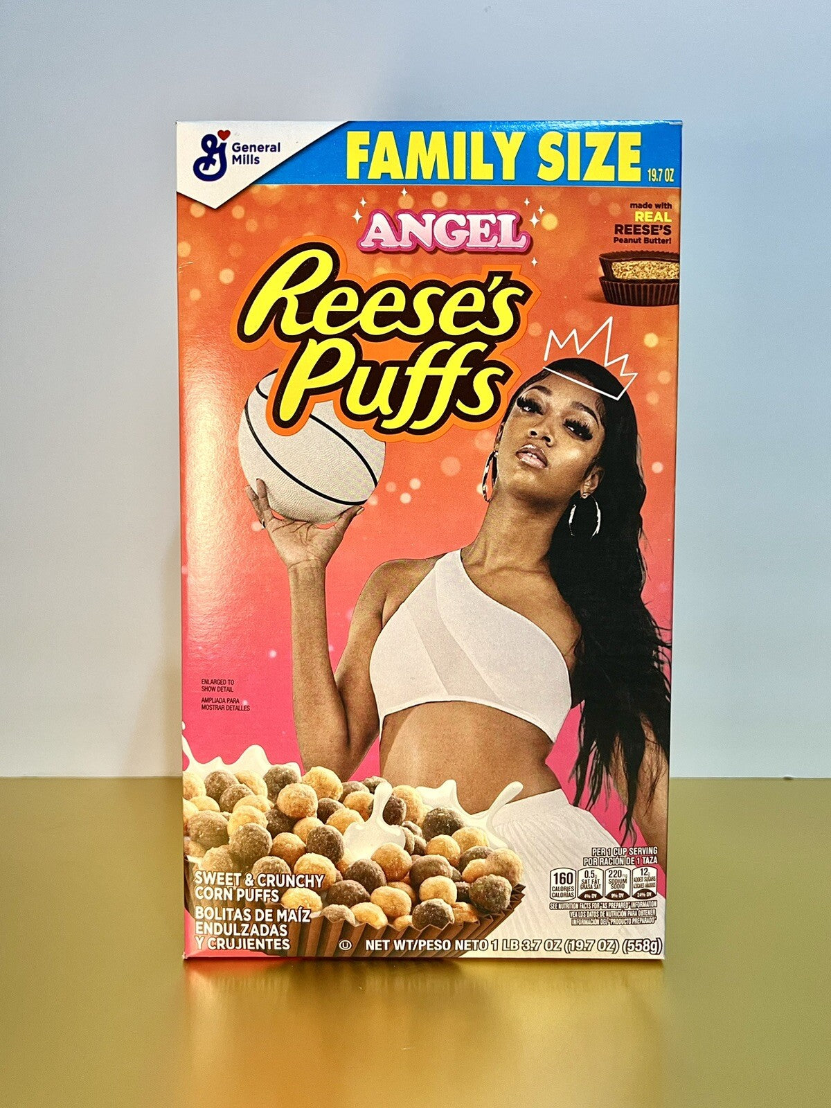 〽️New Limited Edition Reeses Puffs WNBA Angel Reese Cute Purse 61 Cereal 19.7oz