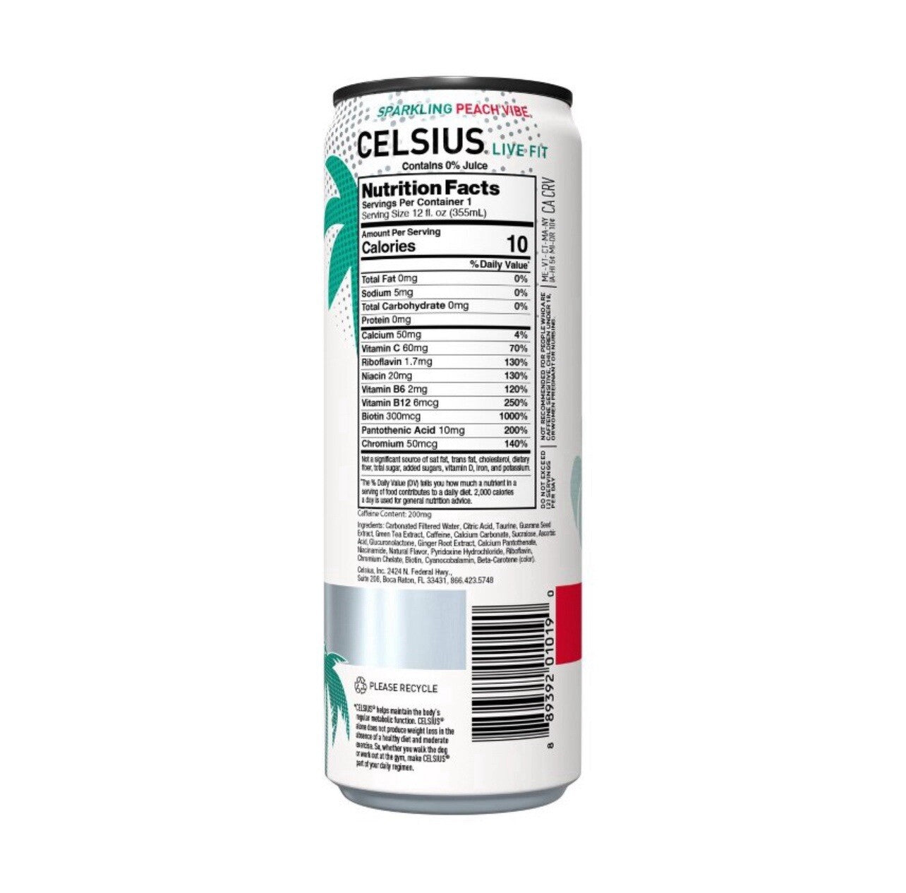 ⚫️ New Celsius Live Fit Sparkling White Peach Vibe Essential Energy 12fl (1 Can)