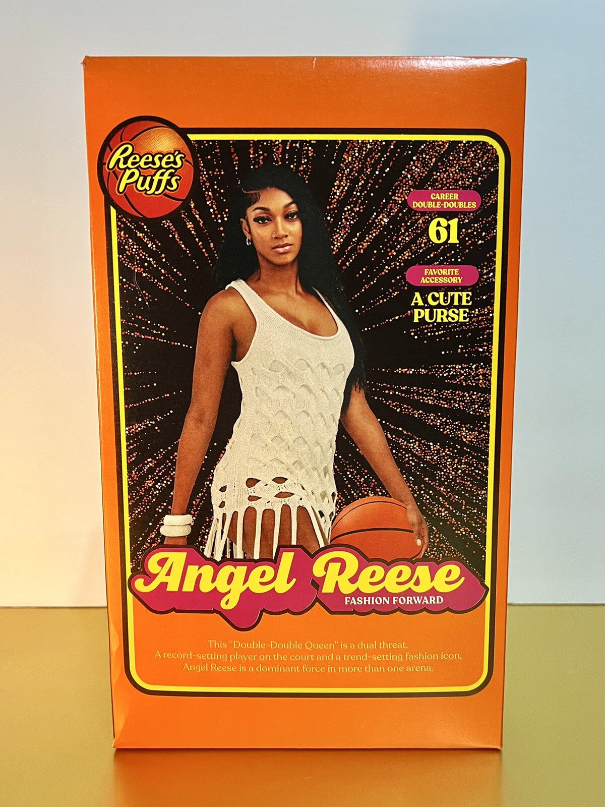 〽️New Limited Edition Reeses Puffs WNBA Angel Reese Cute Purse 61 Cereal 19.7oz