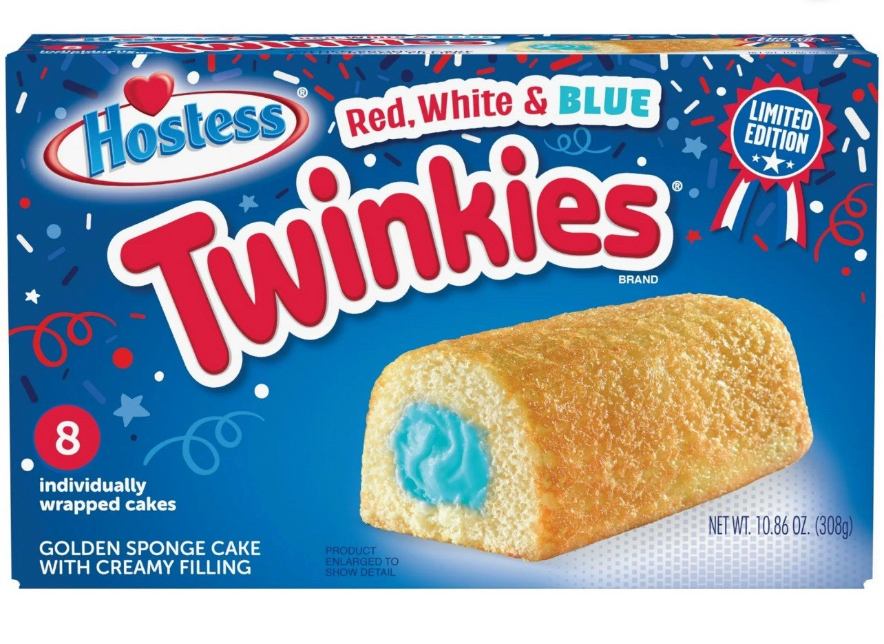 🔵 New Limited Edition TWINKIES Red White Blue Golden Sponge Cakes 10.86oz