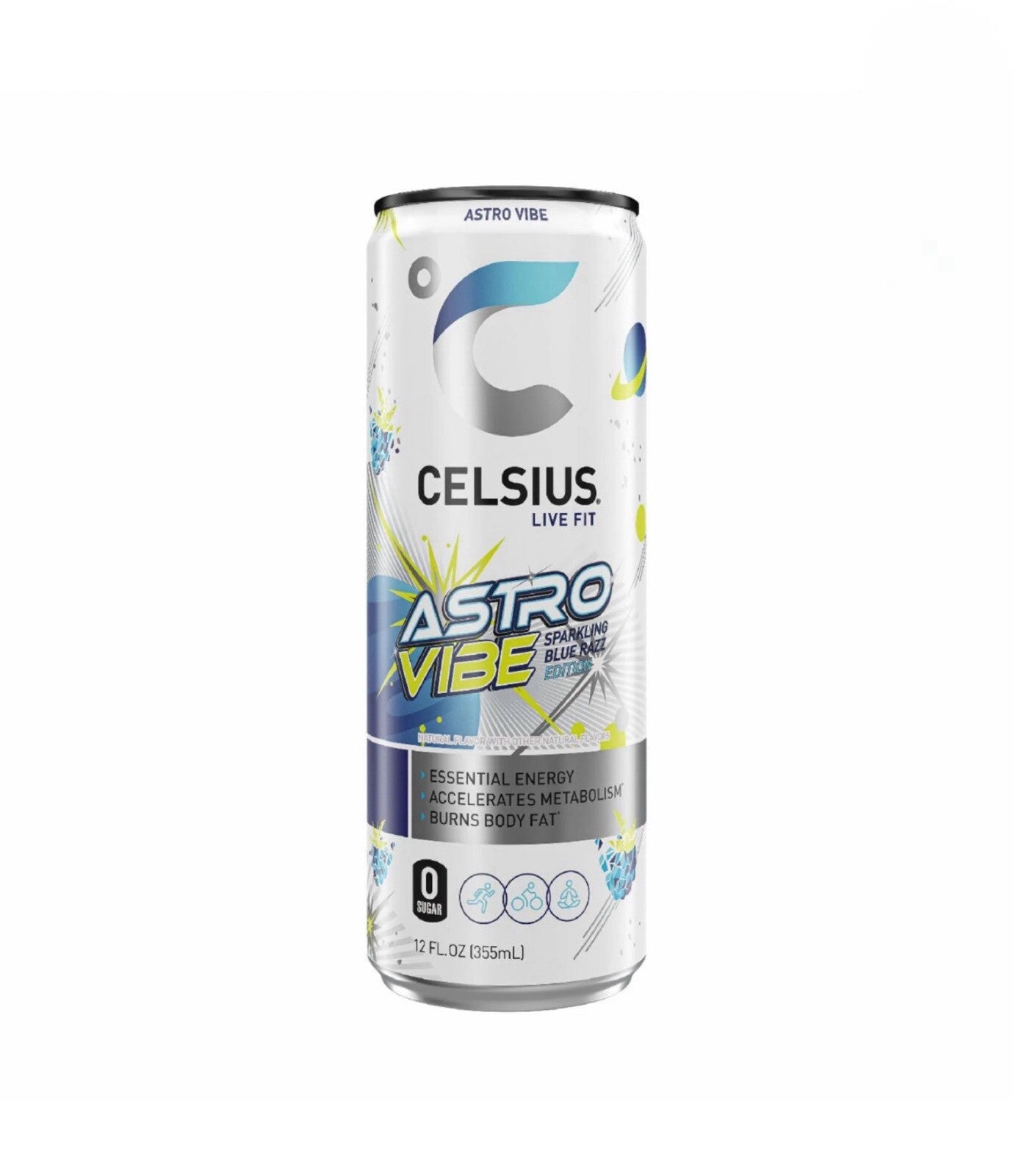 🟢 New Celsius Live Fit Sparkling Astro Vibe Blue Razz Energy Can 12fl (1 Can)