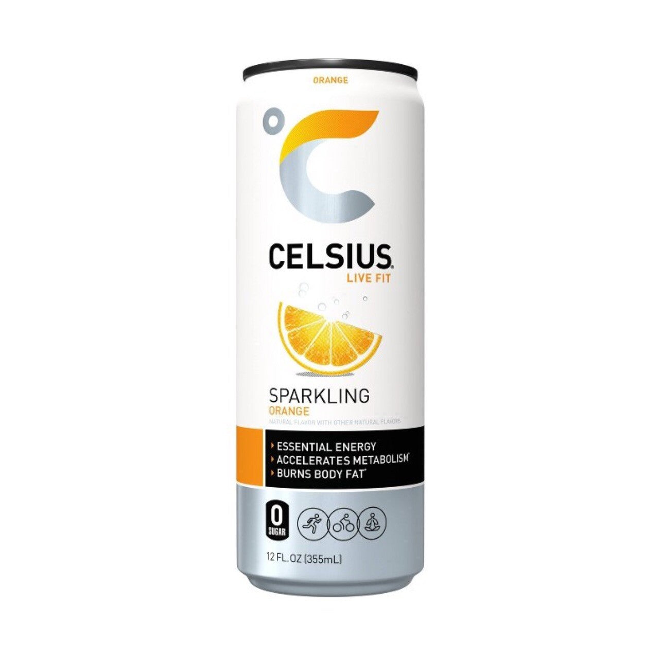 ⚫️ New Celsius Live Fit Sparkling Orange Fruit Essential Energy Drink (1 Can)