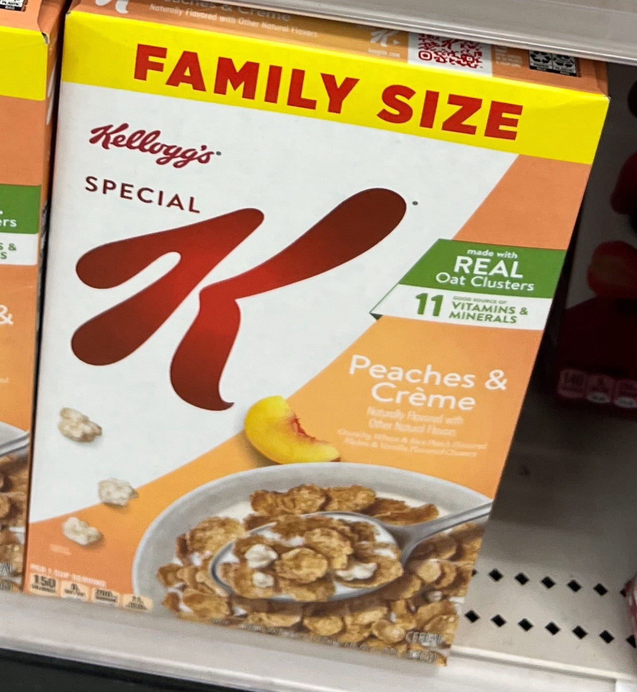 🔴 New Family Size Kellogg's Special K PEACHES & CREME Oat Clusters Cereal 10oz