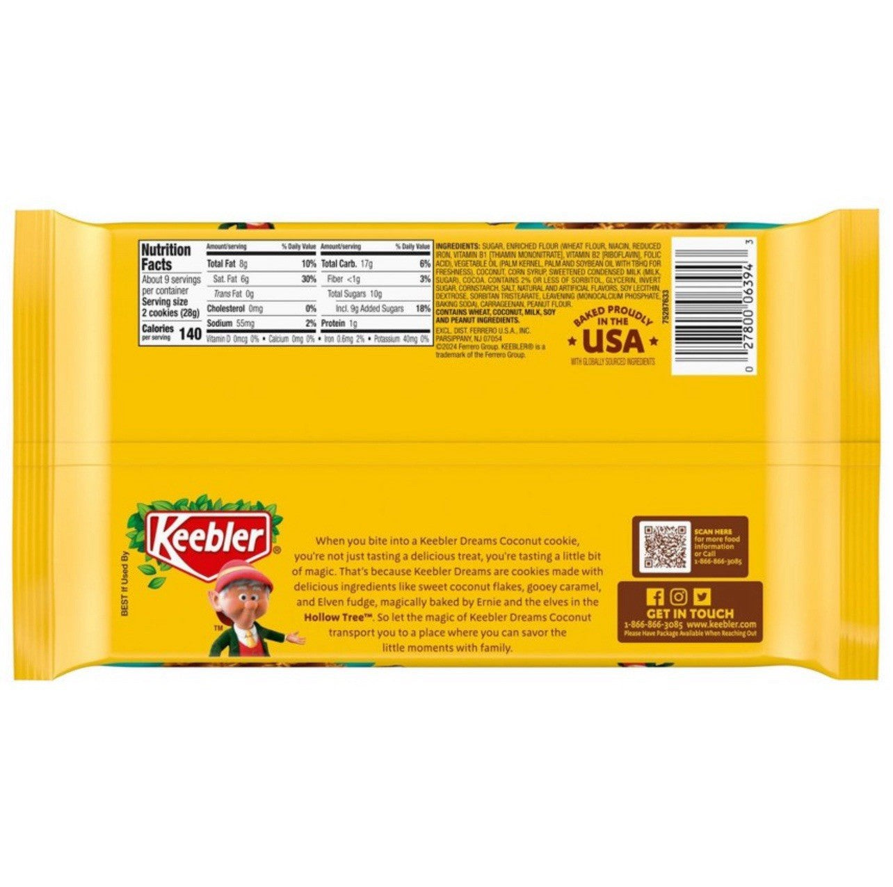 ⚫️ New Keebler Coconut Dreams Crunchy Elf Baked Chocolate Cookies 8.5oz