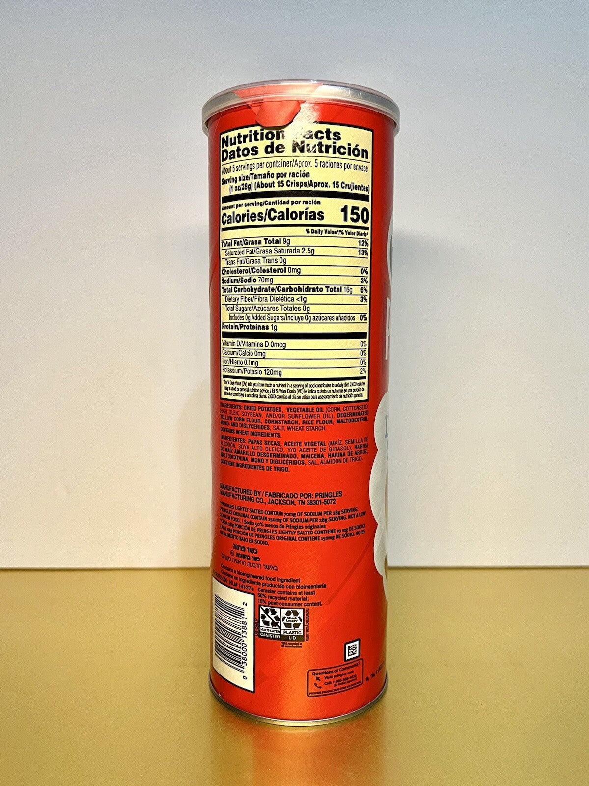 〽️New Limited Pringles Lightly Salted 50% Less Sodium Potato Crisps Chips 5.5oz