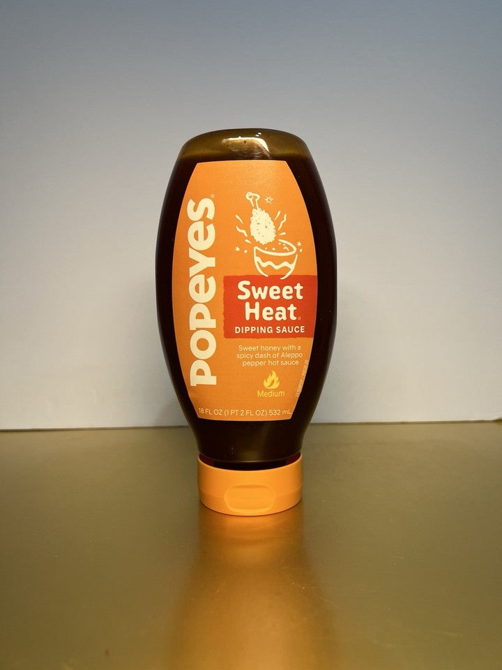 New Official Popeyes Sweet Heat Honey Aleppo Dipping Sauce Bottle 18 FL OZ