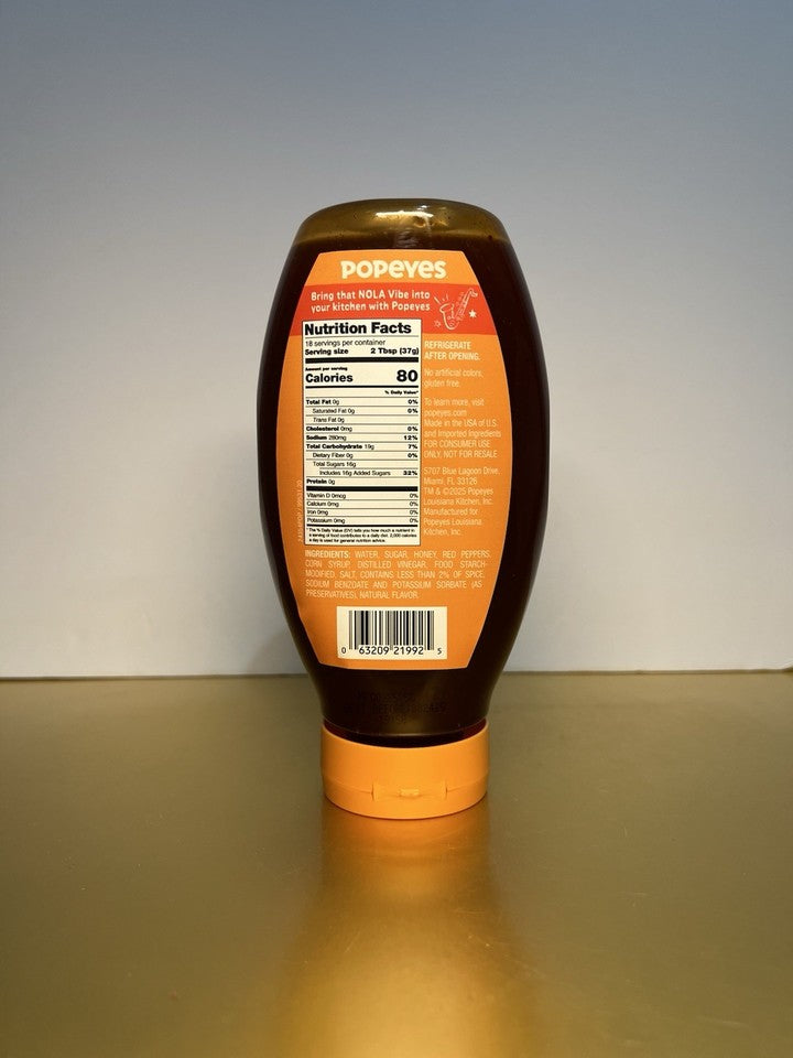 New Official Popeyes Sweet Heat Honey Aleppo Dipping Sauce Bottle 18 FL OZ