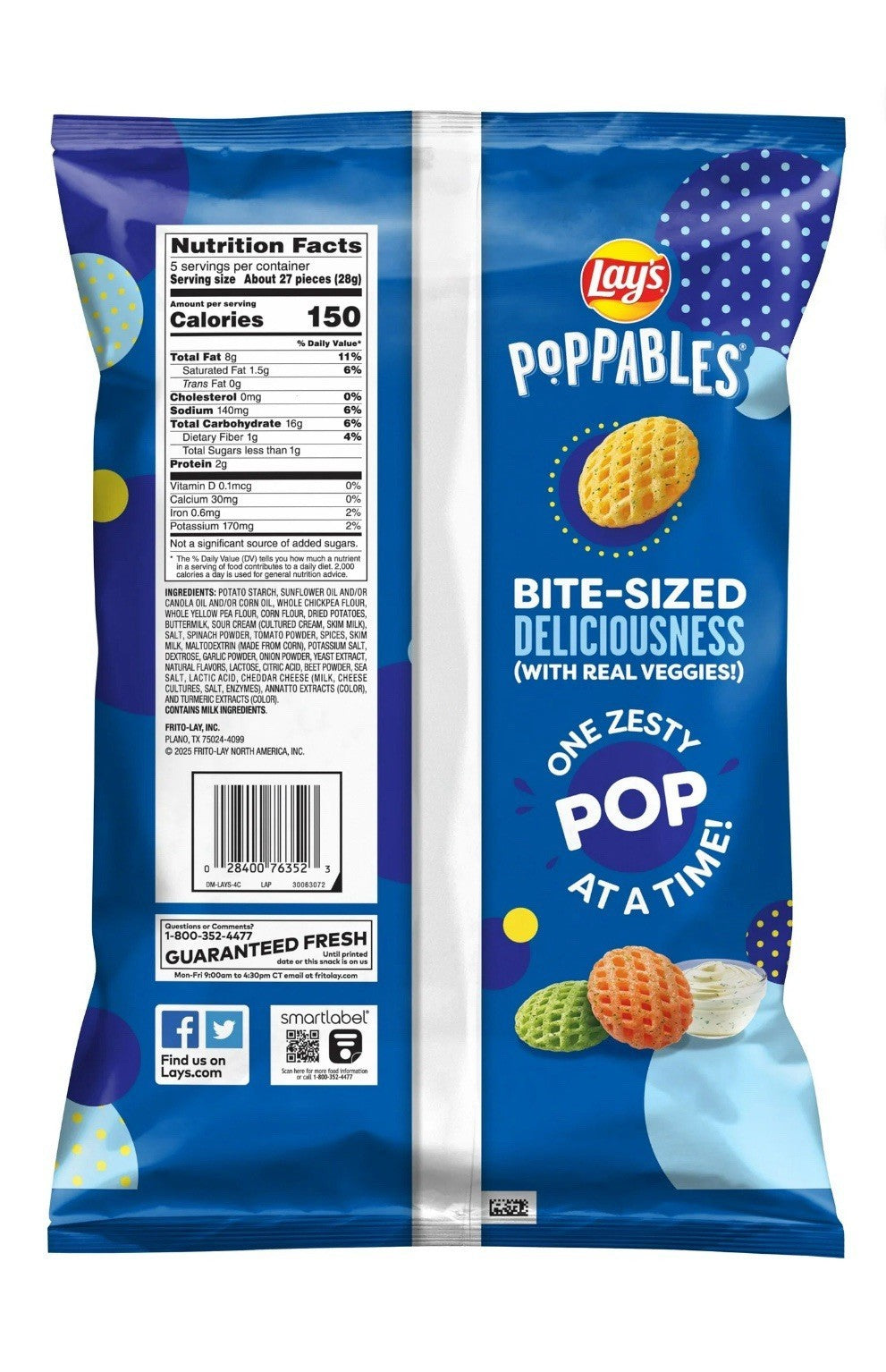 🟠New Exclusive Simply Lays Veggie Poppables Healthy Ranch Potato Chips 5oz