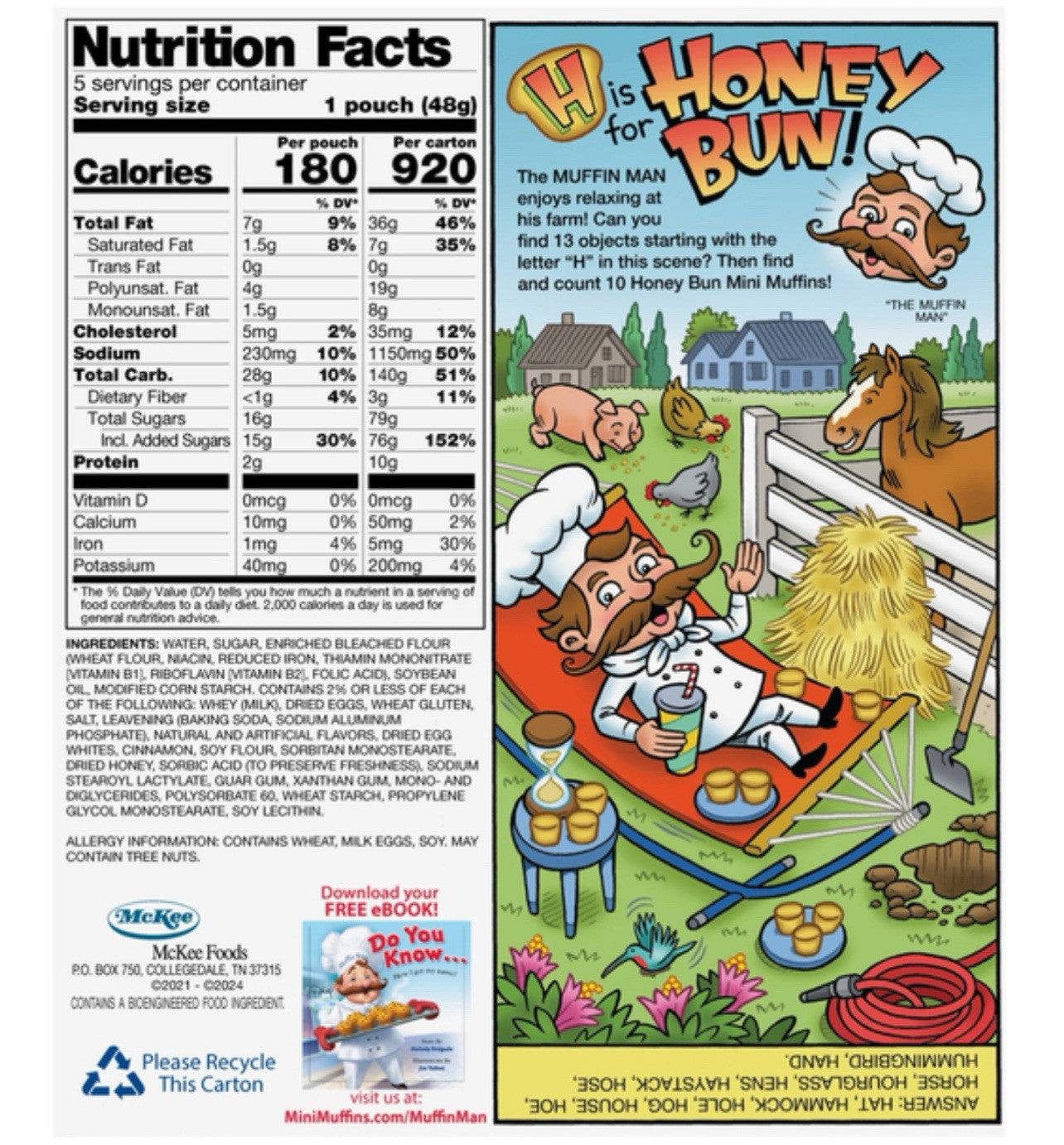 🔘 New Little Debbie Mini Muffins Honey Bun Glazed Sweet Snack Pastries 8.44oz