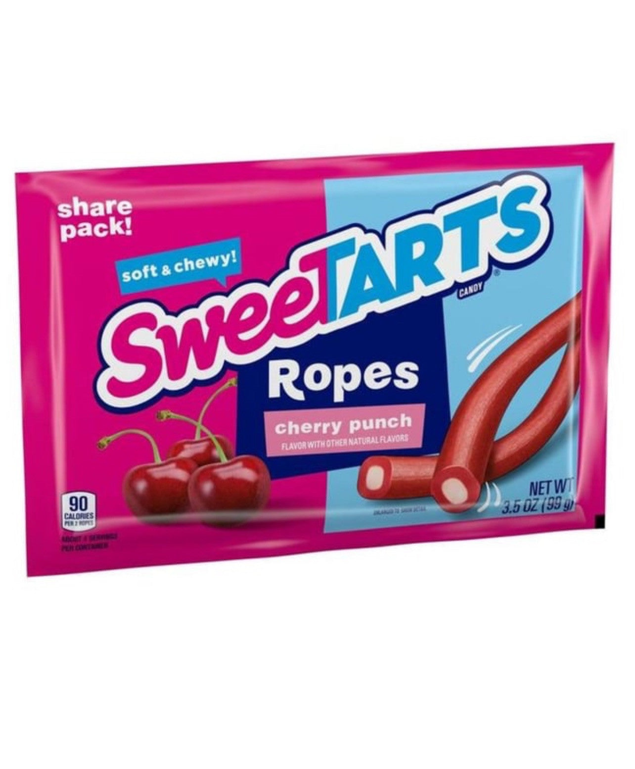 🟢 New Sweet Tarts Soft & Chewy Ropes Twisted Cherry Punch Fruit Candy 3.5oz