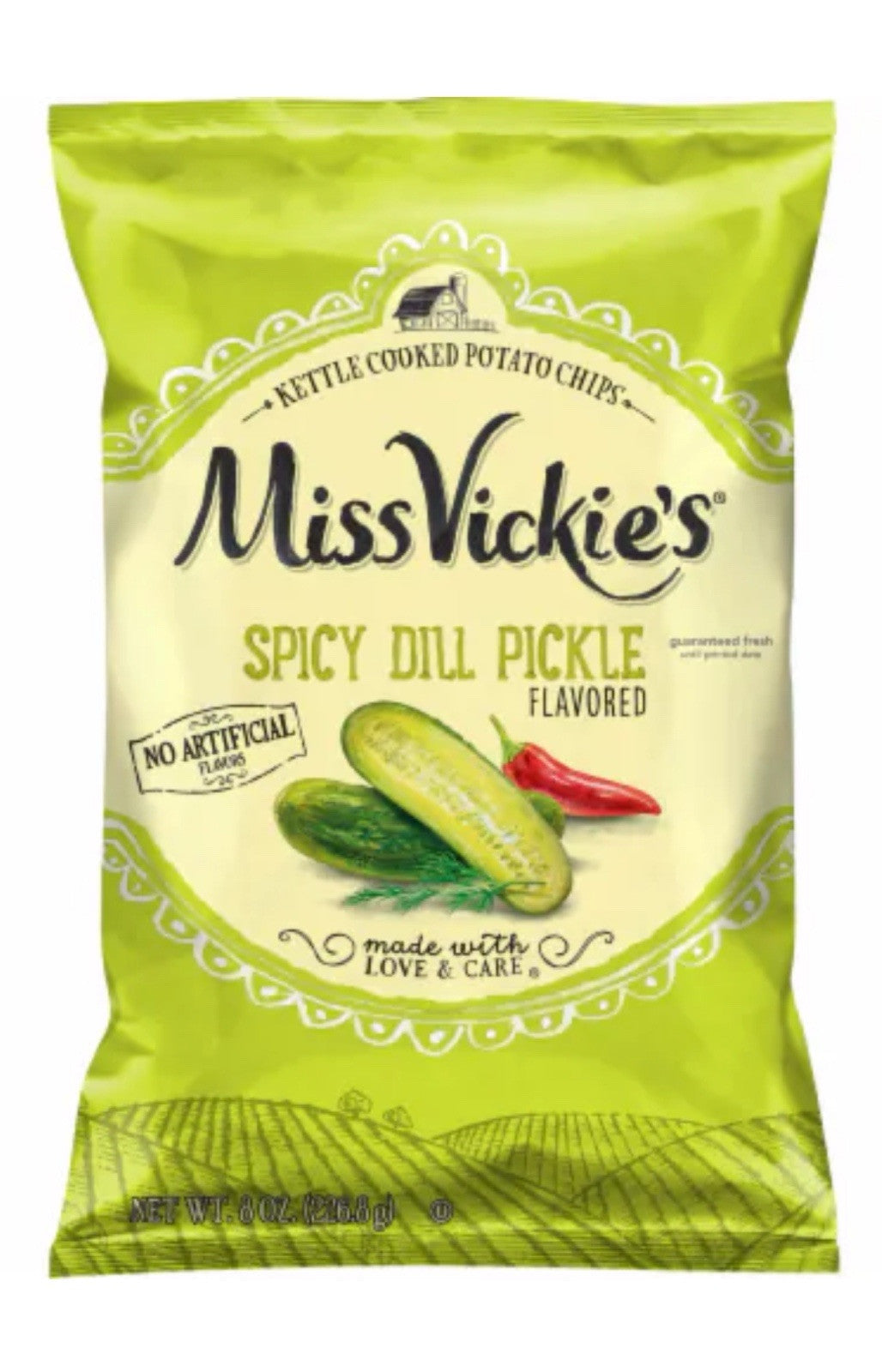🟡 New Exclusive Miss Vickies Spicy Dill Pickle Cooked Potato Chips 8oz