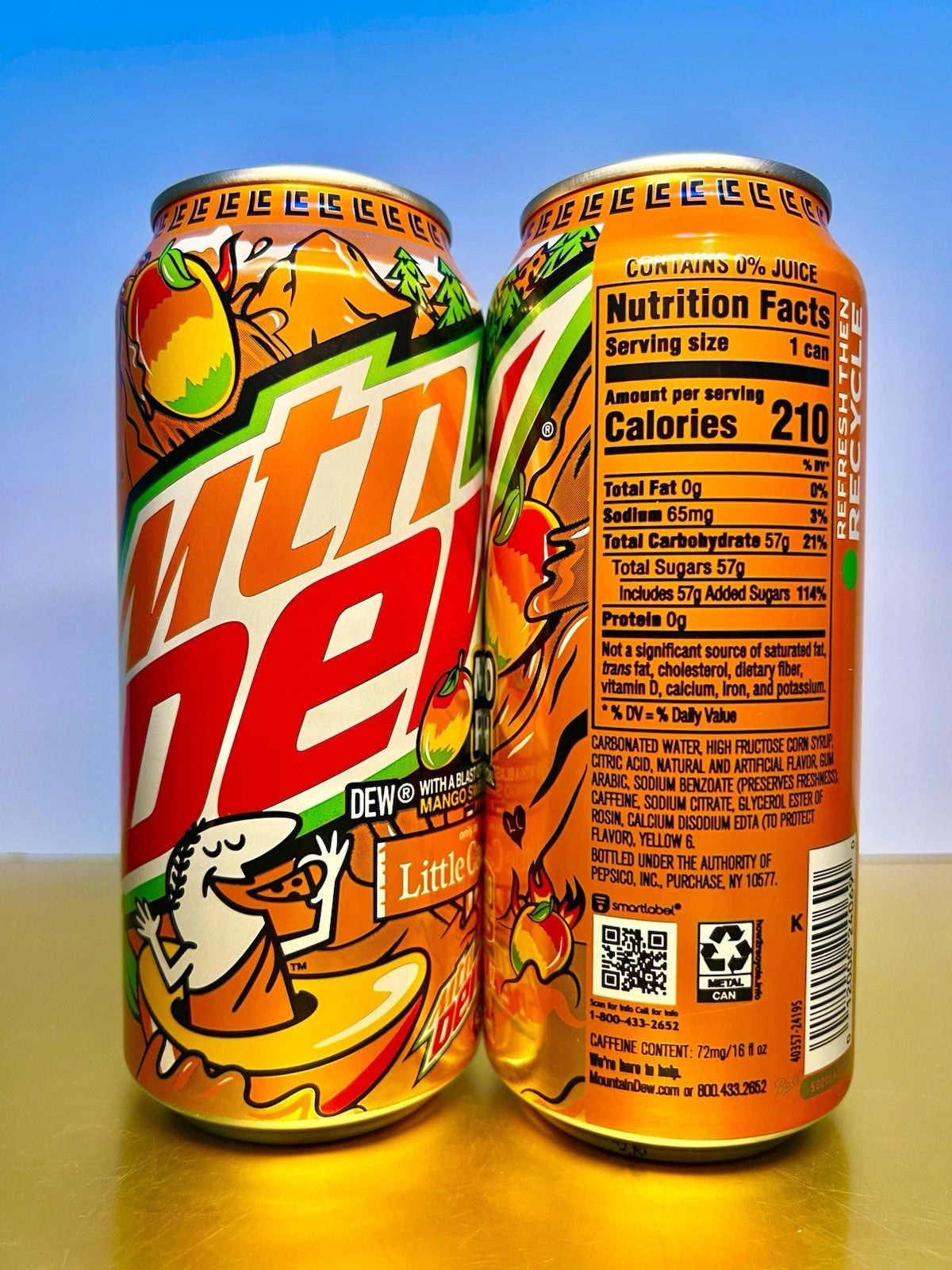 New Limited Edition Mountain Dew Little Caesars MANGO RUSH Sweet Heat (2 Cans)