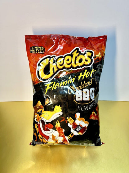 🔵 New Limited Edition Cheetos FLAMIN HOT CHEDDAR BBQ Barbecue Crunchy Bag 8.5oz