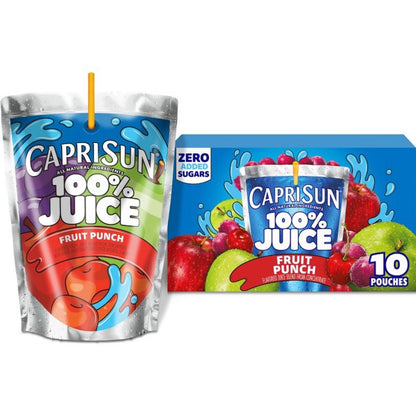 〽️ New Capri Sun Fruit Punch Zero Sugar Added 100% Juice Concentrate 10 Pouches