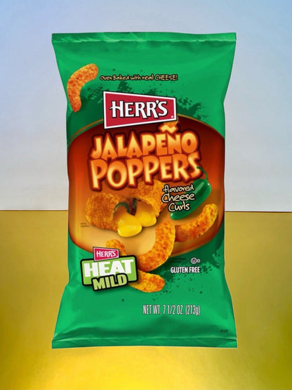 〽️New Limited Edition HERR’s Jalapeño Poppers Cheese Cheddar Heat Mild Curls 8oz