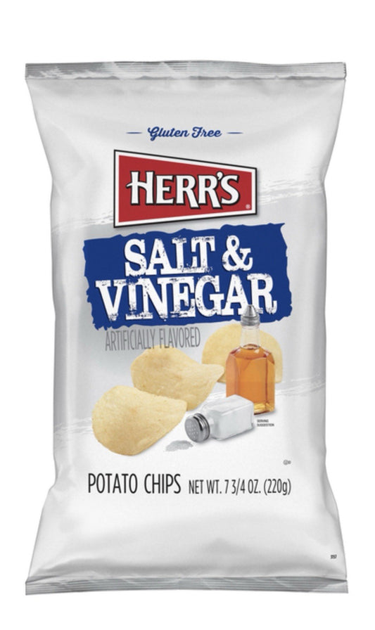 ⚫️ New Exclusive Herr’s Salt & Vinegar Gluten Free Potato Chips 7.5oz