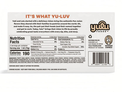 🔵 New Yulu Foods MANGO PEACH Instant Boba Milk Tea Bubble 3-Kits Box 7.94oz
