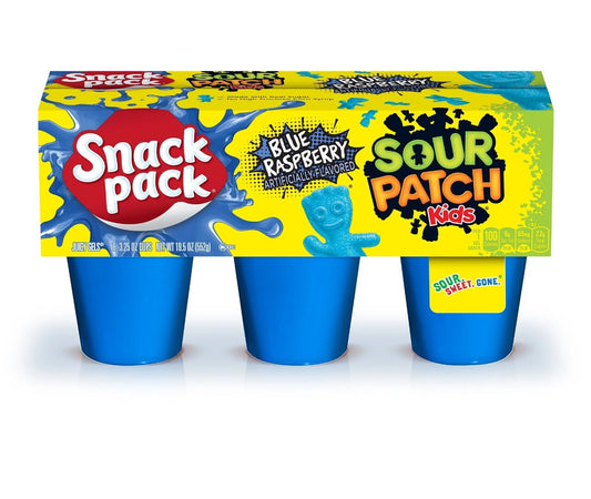 🟢New Snack Pack Sour Patch Kids Blue Raspberry Inspired Jello Pudding Cups 19oz
