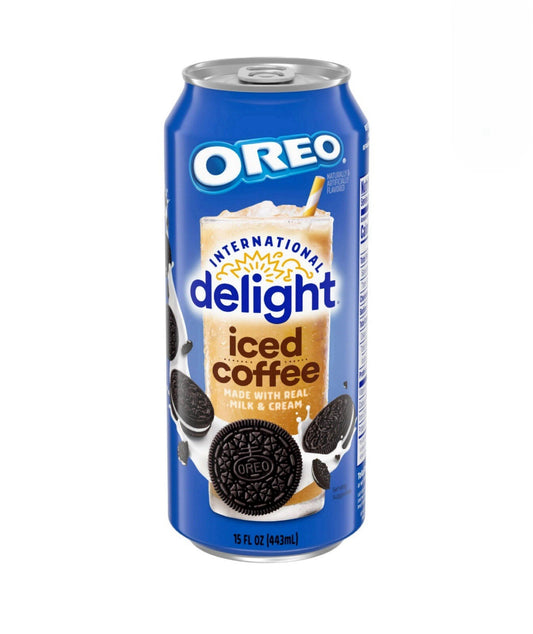 🟡New Oreo International Delight Iced Real Milk Cream Chocolate Coffee Can 15oz
