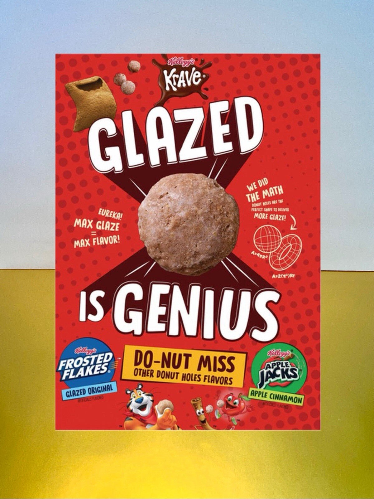 〽️ New Kelloggs Krave GLAZED Donut Holes Chocolate Chunky Cereal Box 10oz