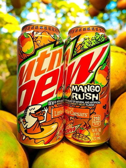 🥭New Limited Edition Mountain Dew Little Caesars MANGO RUSH Sweet Heat (2 Cans)