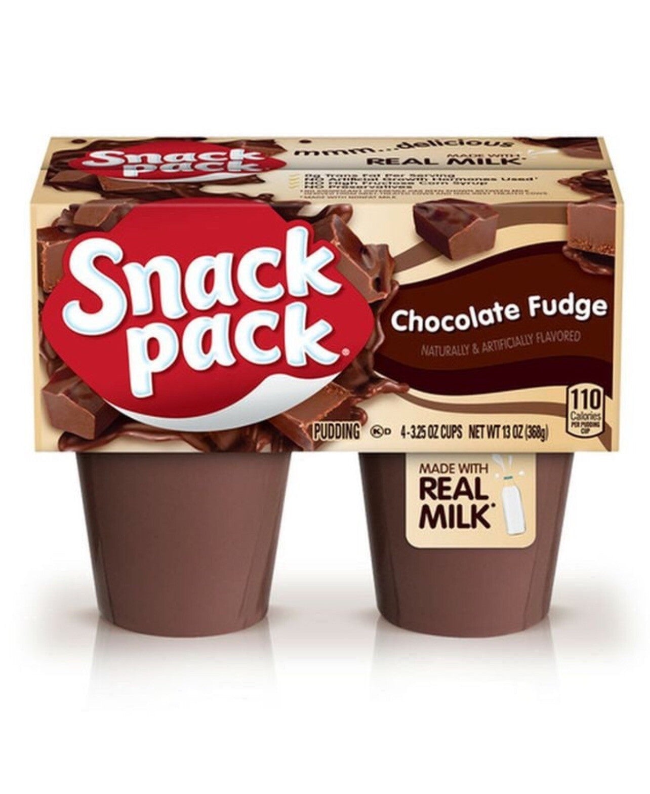 🟡 New Snack Pack Pure Chocolate Jello Real Milk Inspired Pudding Cups 13oz