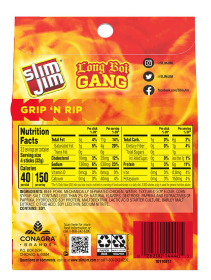🔵 New Slim Jim Original Smoked Beef Chicken Pork 6g Protein 3.92oz (14 Sticks)