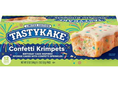 🟡New Tastykake CONFETTI KRIMPETS Birthday Sponge Sprinkle Cake Icing Soft 12oz