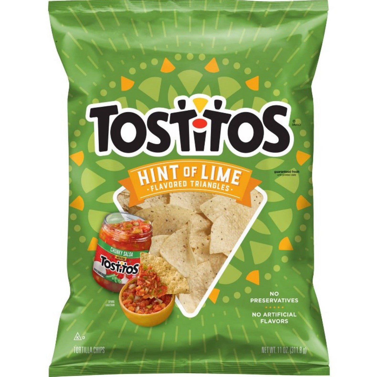 🟢 New Exclusive Tostitos HINT OF LIME Tangy Triangle Corn Tortilla Chips 11oz