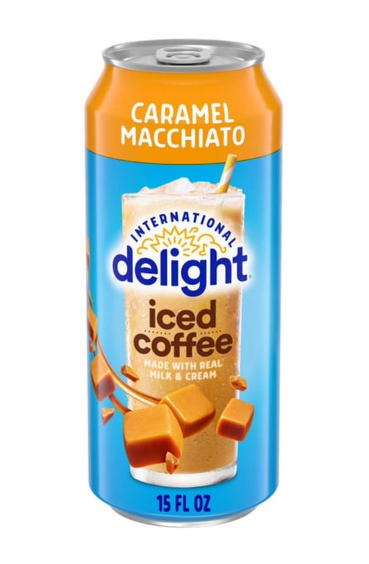 🟡New International Delight Caramel Macchiato Iced Milk Cream Coffee Can 15oz