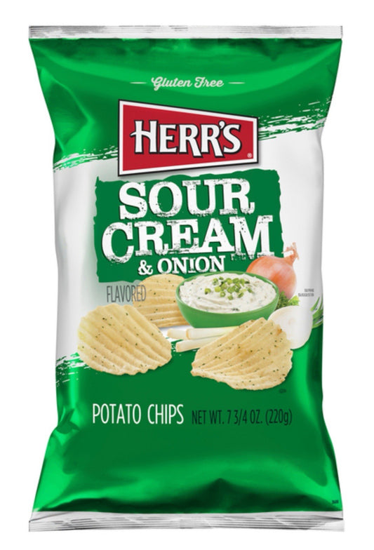 ⚫️ New Exclusive Herr’s Sour Cream & Onion Gluten Free Potato Chips 7.5oz