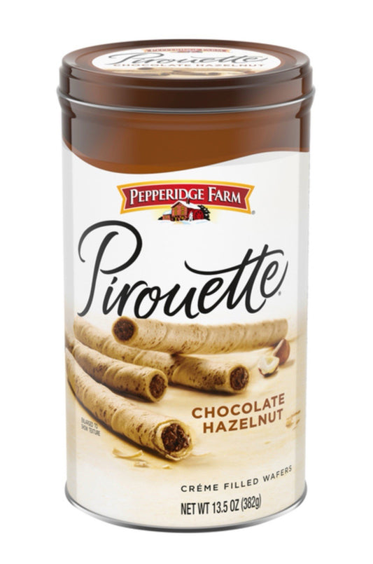 🔵New Pepperidge Farm Pirouette Chocolate Hazelnut Creme Fill Wafers 13oz-1 Can