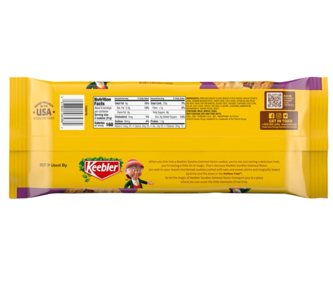 ⚫️ New Exclusive Keebler Sandies Shortbread Oatmeal Raisin Cookies 9.8oz