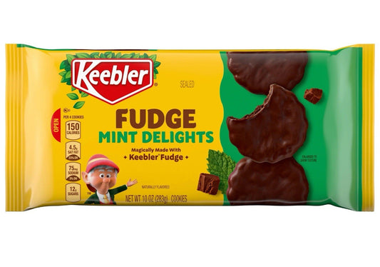 ⚫️ New Exclusive Keebler Fudge Mint Delights Covered Chocolate Cookies 10oz
