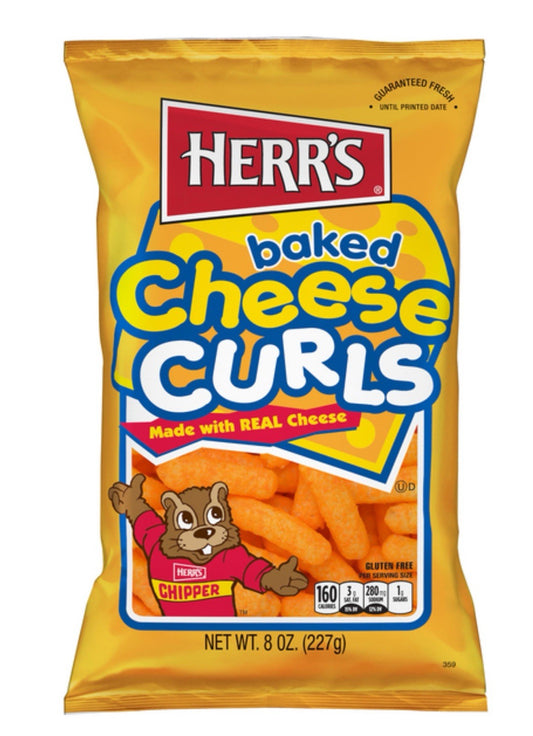 ⚫️ New Exclusive HERR’s Baked Cheddar Real Cheese Crunchy Curls 8oz