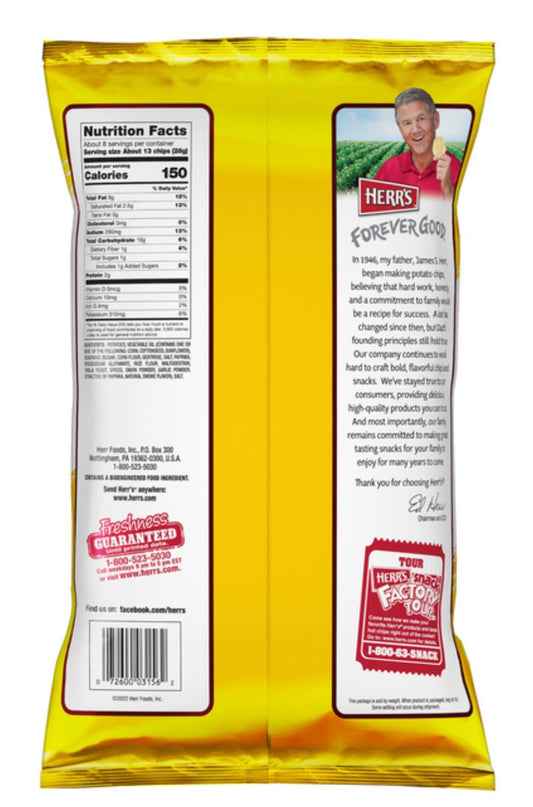 ⚫️ New Exclusive Herr’s Barbecue BBQ Seasoned Gluten Free Potato Chips 7.5oz