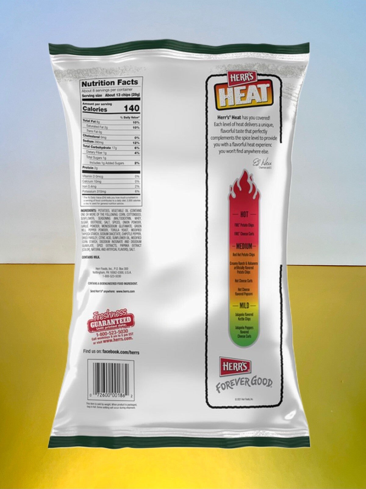 🟠New Limited Edition HERR’s Kettle Cooked Jalapeno Heat Mild Potato Chips 8oz