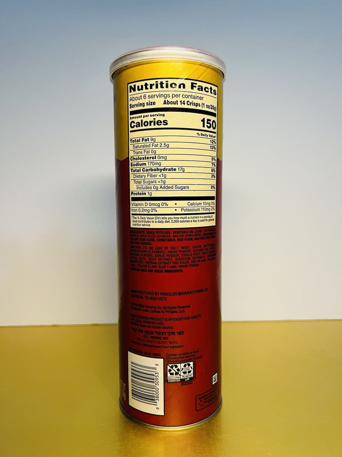 🔵New Limited Edition Pringles Miller Lite Beer Braised Steak Potato Chips 5.5oz