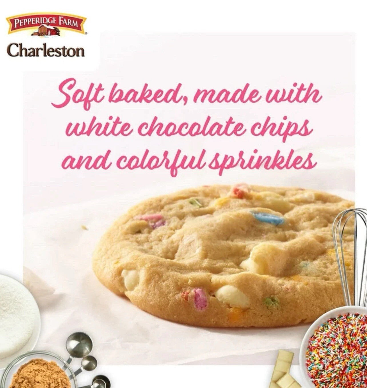 🟢New Pepperidge Farm Charleston Birthday Cake Sprinkle Soft Baked Cookies 8.6oz