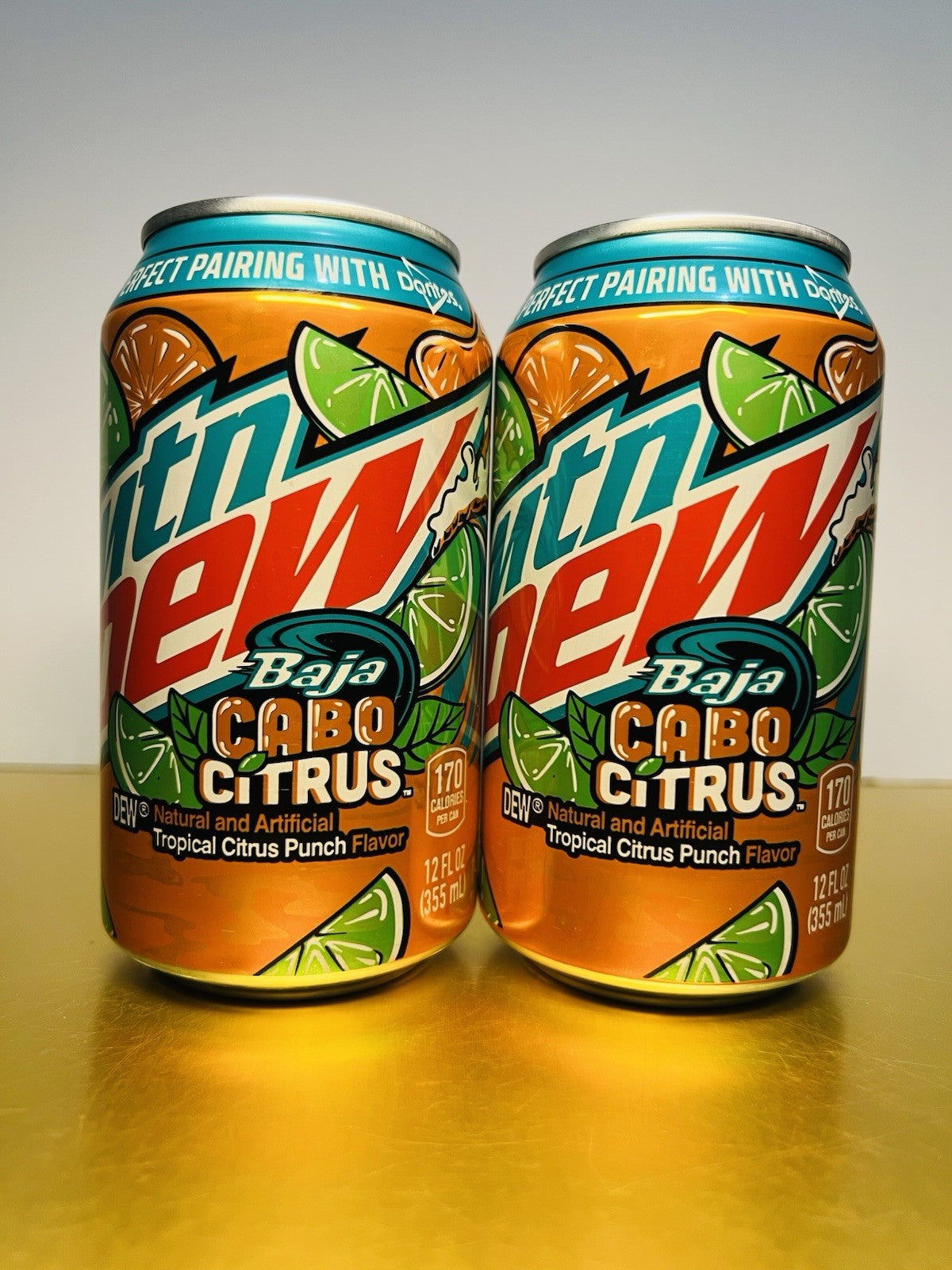 🔵 New Limited Edition Mountain Dew Baja Cabo Citrus Tropical Lime Soda (2 Cans)