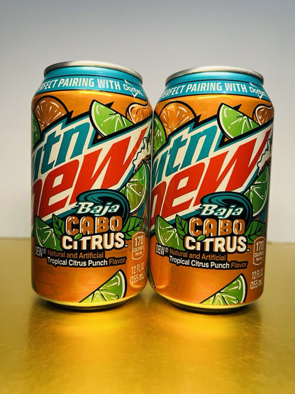 🔵 New Limited Edition Mountain Dew Baja Cabo Citrus Tropical Lime Soda (2 Cans)