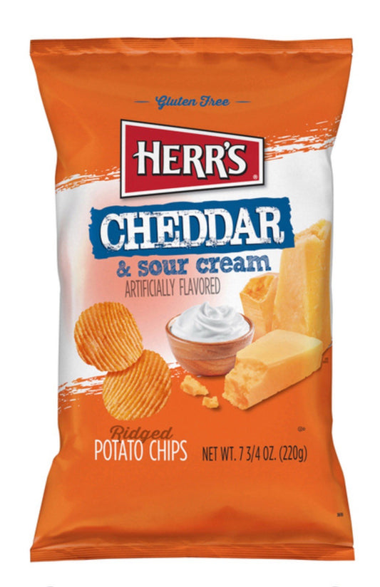 ⚫️ New Exclusive Herr’s Cheddar & Sour Cream Gluten Free Potato Chips 7.5oz