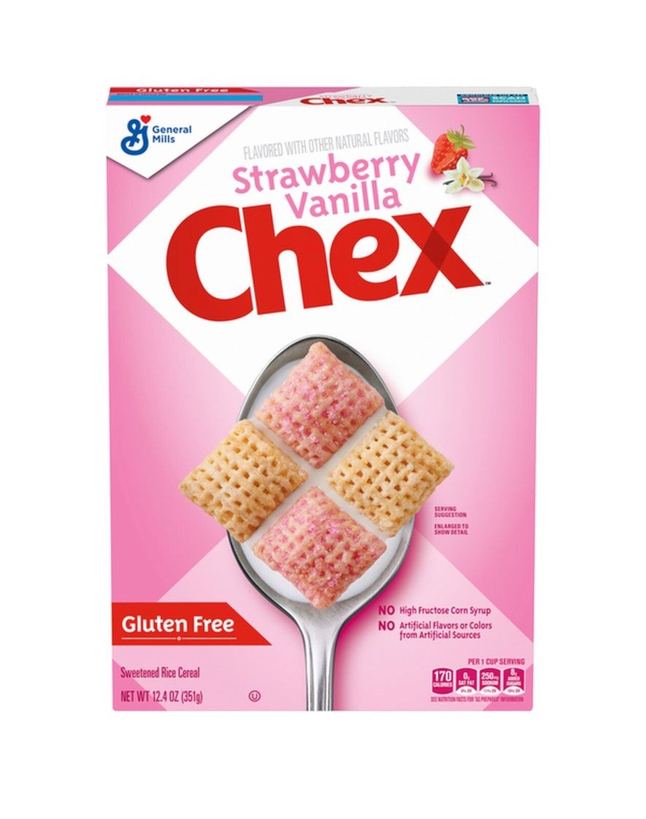 〽️ New Exclusive Chex Strawberry Vanilla Gluten Free Breakfast Cereal Box 12.4oz