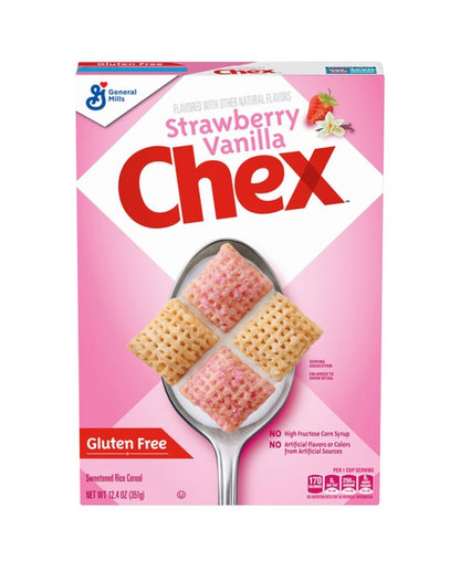 〽️ New Exclusive Chex Strawberry Vanilla Gluten Free Breakfast Cereal Box 12.4oz