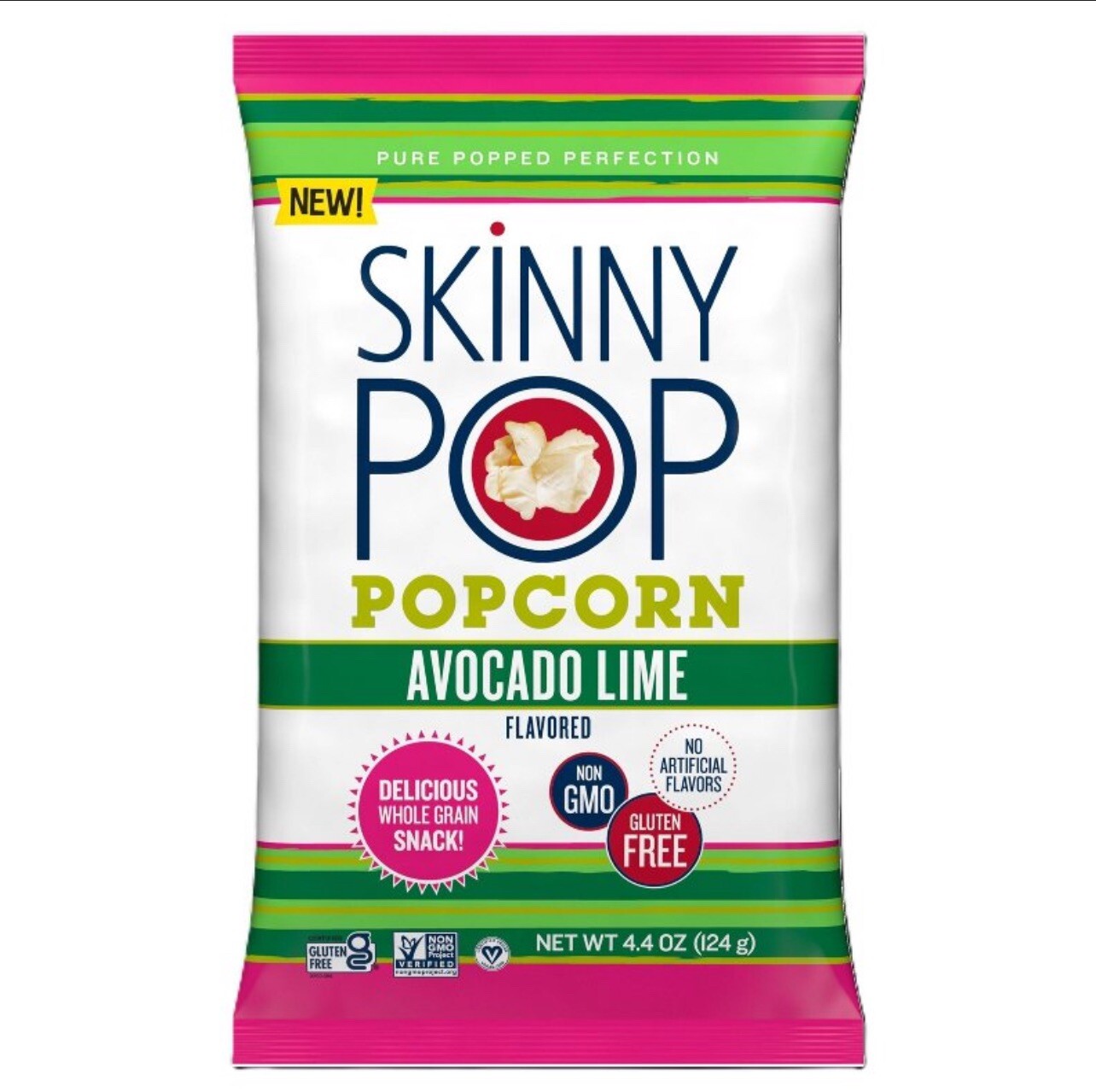〽️ New Skinny Pop Organic Avocado Lime Whole Grain Healthy Non GMO Popcorn 4.4oz