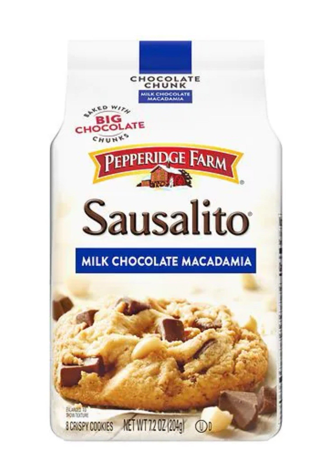 🔵 New Pepperidge Farm SAUSALITO Milk Chocolate Macadamia Baked Cookies 7.2oz