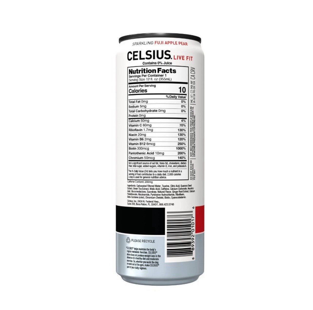 ⚫️ New Celsius Live Fit Sparkling Fuji Apple Pear Essential Energy Drink (1 Can)