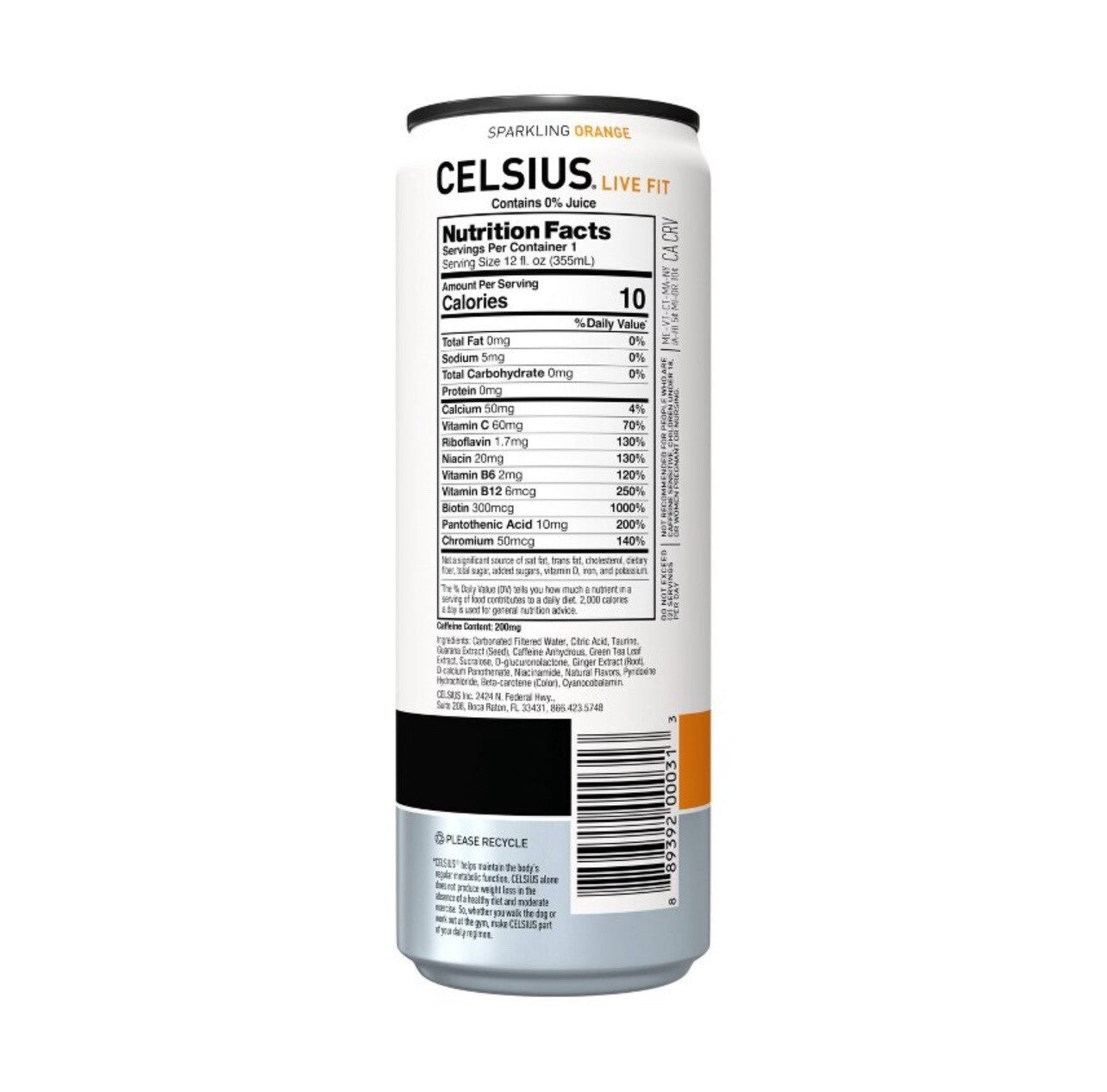 ⚫️ New Celsius Live Fit Sparkling Orange Fruit Essential Energy Drink (1 Can)
